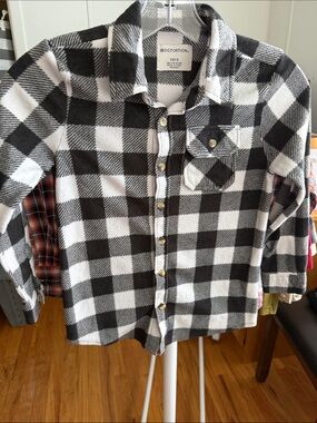Distortion Kids Black & White Buffalo Plaid Button-Up Shirt Butter Soft